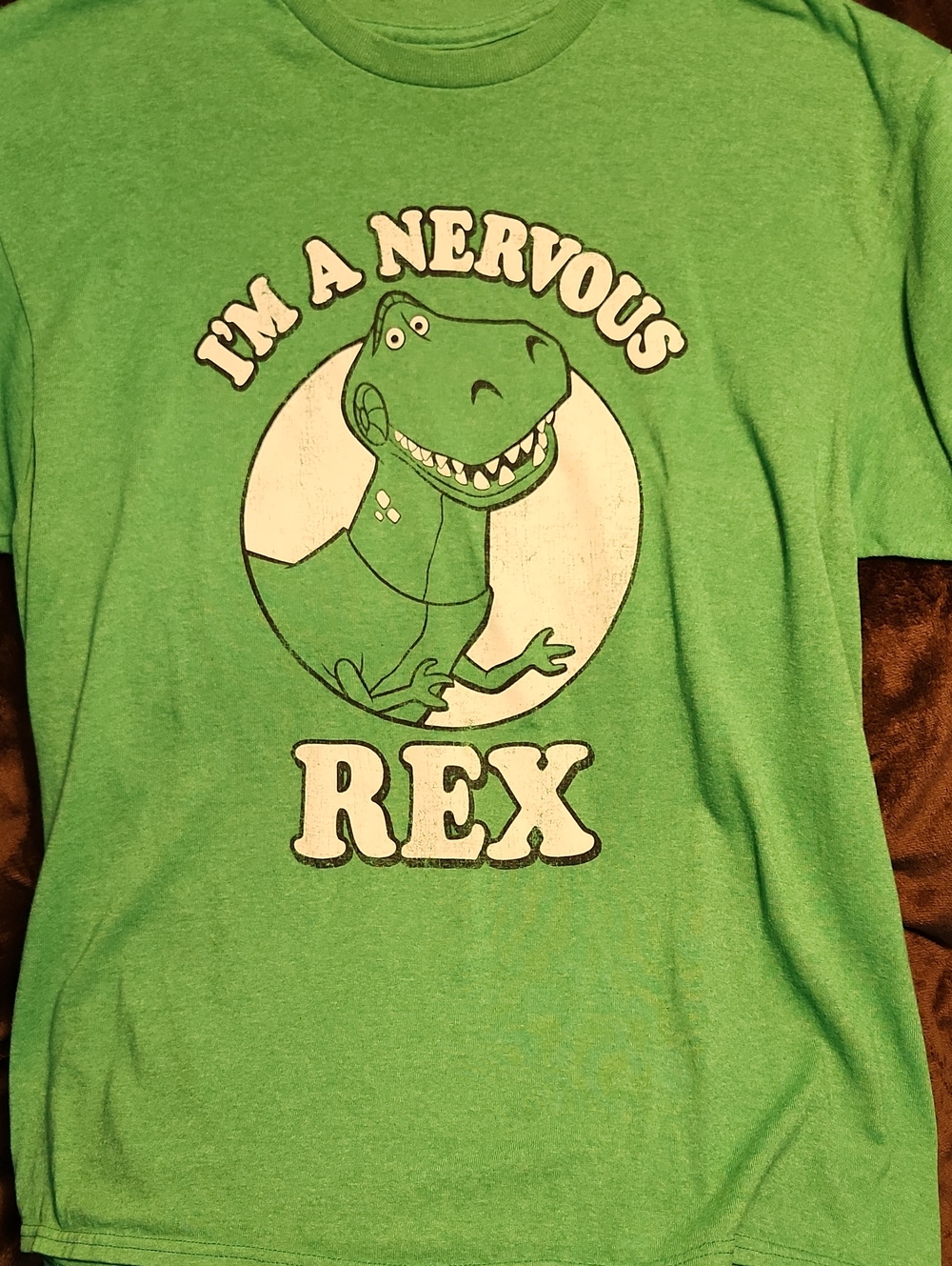 I'm A Nervous Rex Green Graphic Tee - Disney Toy Story Size Large